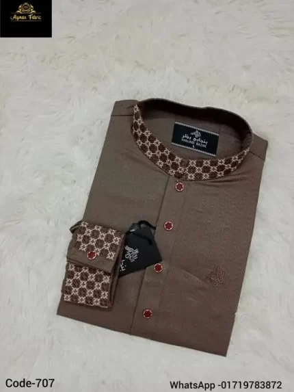 Premium Embroidered Brown Panjabi